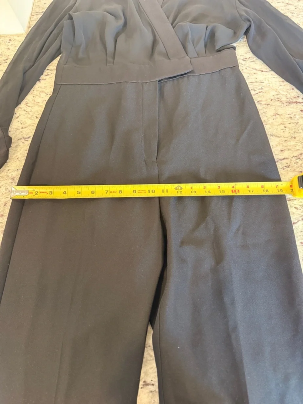 NWT Mango Black Wide Leg Jumpsuit Sheer Top Work Chic - Size Medium - Picture 8 of 13